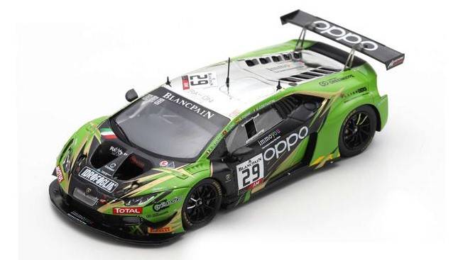 MODÈLE RÉDUIT COMPATIBLE AVEC LAMBORGHINI HURACAN GT3 EVO N.29 24 H SPA 2019 LENZ-FORNE-DI FOLCO-COSTA SPARK MODEL SB318