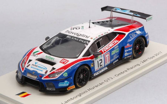 MODELLINO IN SCALA COMPATIBILE CON LAMBORGHINI HURACAN GT3 N.12 24 H SPA 2017 BERETTA-GATTUSO-PICCINI 1:43 SPARK MODEL SB295