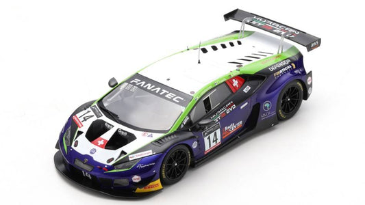 MODELLINO IN SCALA COMPATIBILE CON LAMBORGHINI HURACAN GT3 N.14 3rd SILVER CLASS 24 H SPA 2022 WHITE-LAPPAL SPARK MODEL 18SB060