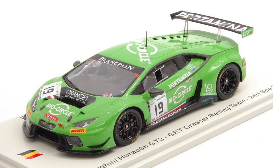 MODELE REDUIT COMPATIBLE AVEC LAMBORGHINI HURACAN GT3 N.19 24 H SPA 2018 GIANMARIA-MAPELLI-P.COMPANC 1:43 SPARK MODEL SB307