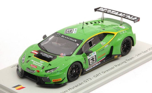 MODELLINO IN SCALA COMPATIBILE CON LAMBORGHINI HURACAN GT3 N.63 24 H SPA 2016 ALESSI-POHLER-FJORD.AND.1:43 SPARK MODEL SB287