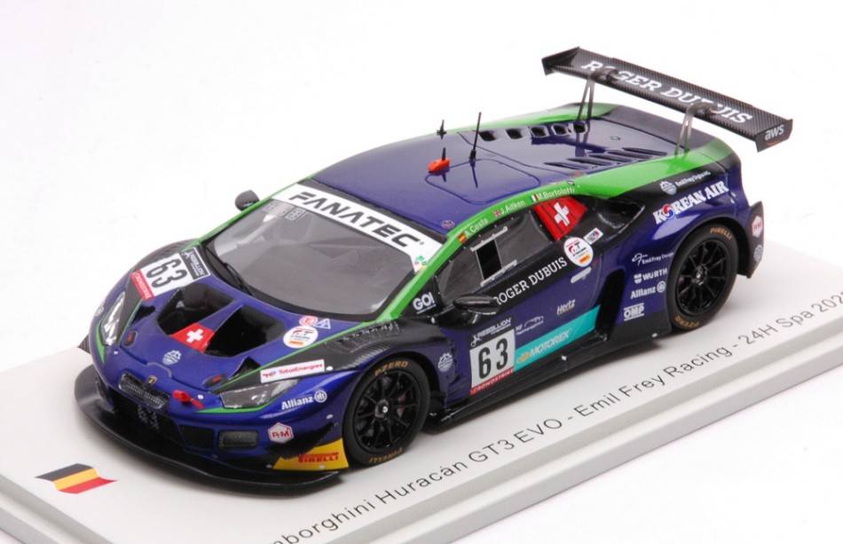 MODELE REDUIT COMPATIBLE AVEC LAMBORGHINI HURACAN GT3 N.63 24 H SPA 2022 COSTA-BORTOLOTTI-AITKEN 1:43 SPARK MODEL SB532