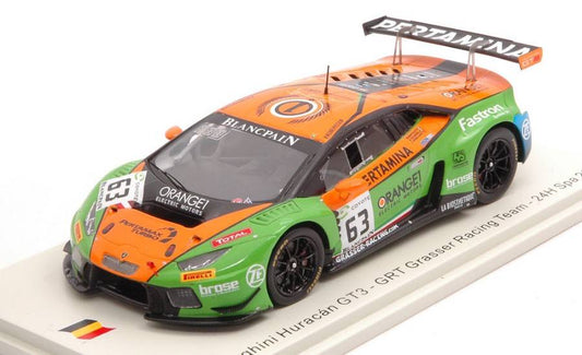 MODELLINO IN SCALA COMPATIBILE CON LAMBORGHINI HURACAN GT3 N.63 SPA 2018 CALDARELLI-BORTOLOTTI-ENGELHA 1:43 SPARK MODEL SB308