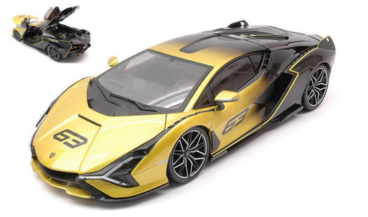 MODELLINO IN SCALA COMPATIBILE CON LAMBORGHINI SIAN FKP 37 N.63 YELLOW FADE COLOUR 2020 1:18 BURAGO BU11100