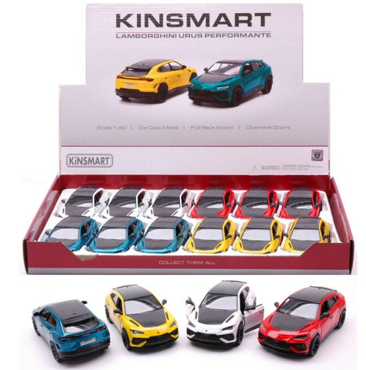 MODELLINO IN SCALA COMPATIBILE CON LAMBORGHINI URUS COL.ASS. 1:40 KINSMART KT5447D