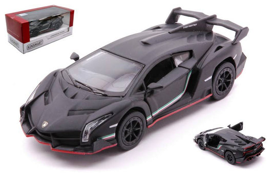 MODELLINO IN SCALA COMPATIBILE CON LAMBORGHINI VENENO MATT BLACK  BOX 1:32 KINSMART KT5370WBK