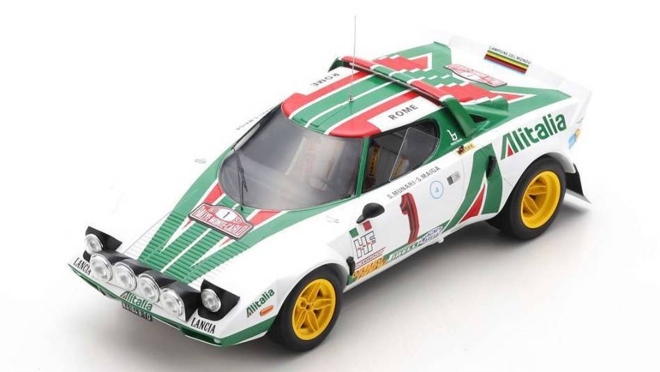 MODELE REDUIT COMPATIBLE AVEC LANCIA STRATOS HF N.1 GAGNANT DU RALLYE MONTE CARLO 1977 S.MUNARI-MAIGA 1:18 SPARK MODEL 18S535