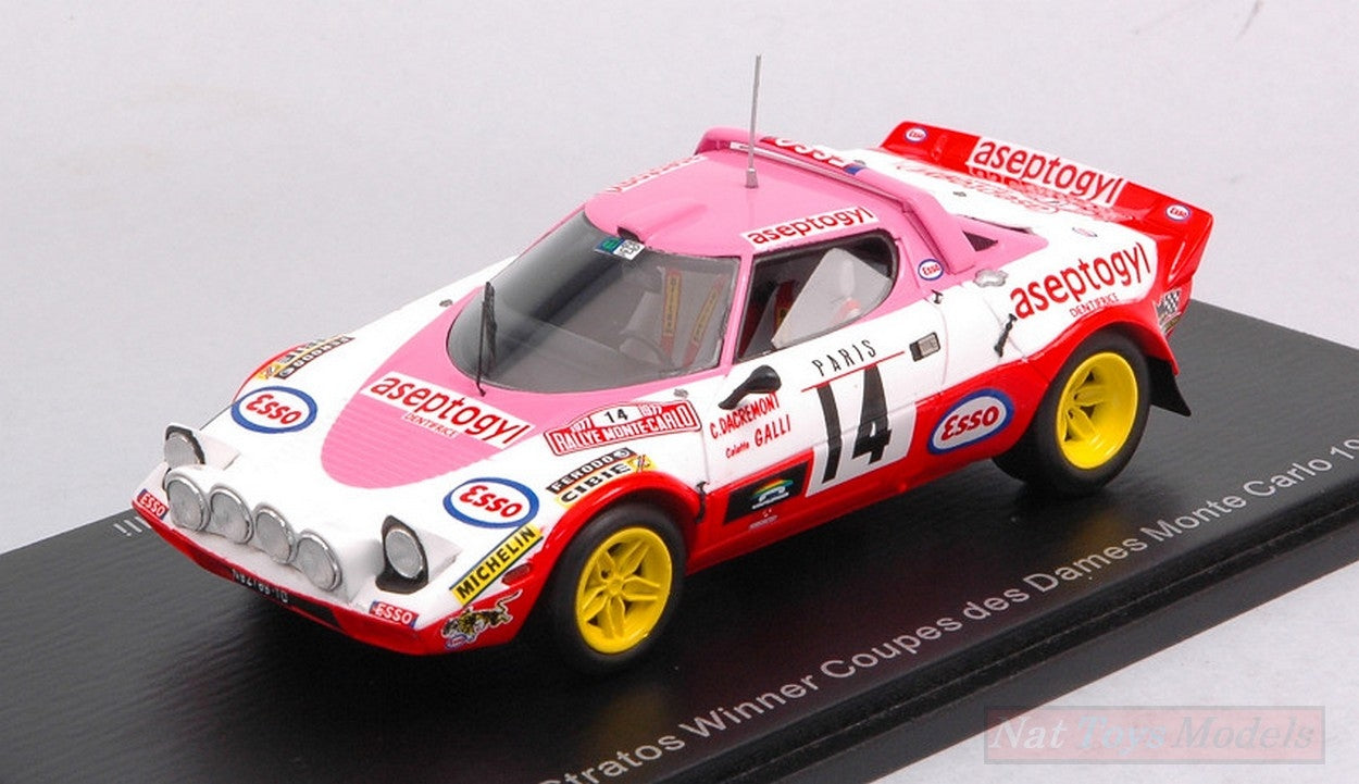 MODELLINO IN SCALA COMPATIBILE CON LANCIA STRATOS HF N.14 WINNER C.DES DAMES M.CARLO 1977 GALLI-DACREMONT SPARK MODEL S9101