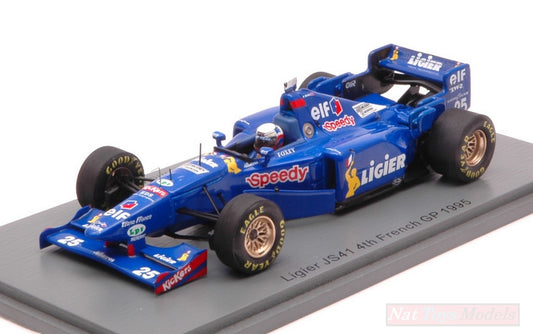 MODELLINO IN SCALA COMPATIBILE CON LIGIER JS41 MARTIN BRUNDLE 1995 N.25 4th FRENCH GP 1:43 SPARK MODEL S7411