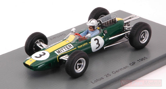 MODELLINO IN SCALA COMPATIBILE CON LOTUS 25 GERHARD MITTER 1965 N.3 GERMAN GP 1:43 SPARK MODEL S7123