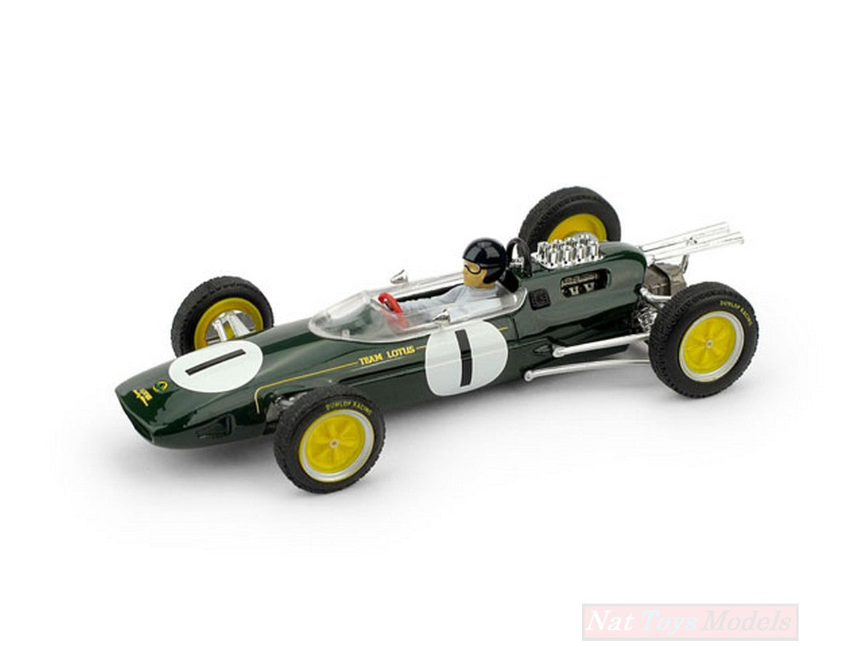 MODELLINO IN SCALA COMPATIBILE CON LOTUS 25 J.CLARK 1963 N.1 WINNER BELGIO GP WORLD CH.+ PILOTA 1:43 BRUMM BM0331CH