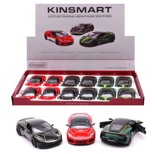 MODELLINO IN SCALA COMPATIBILE CON LOTUS EMIRA HERITAGE EDITION COL.ASS.1:34 KINSMART KT5456D