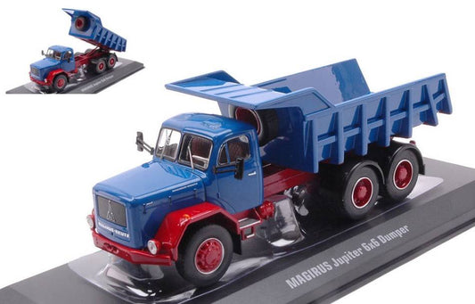 SCALE MODEL COMPATIBLE WITH MAGIRUS JUPITER 6x6 BLUE/RED MULDENKIPPER 1:43 IXO MODEL TRUD004