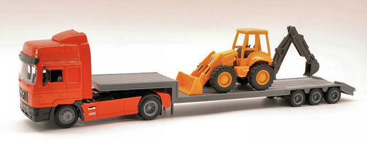 SCALE MODEL COMPATIBLE WITH MAN F2000 LOWBOY W/BACKHOE LOADER 1:43 NEW RAY NY15393