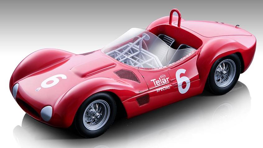 MODELLINO IN SCALA COMPATIBILE CON MASERATI BIRDCAGE TIPO 61 N.6 WINN.MEADOWDALE 1961 R.PENSKE 1:18 TECNOMODEL TMD18276B