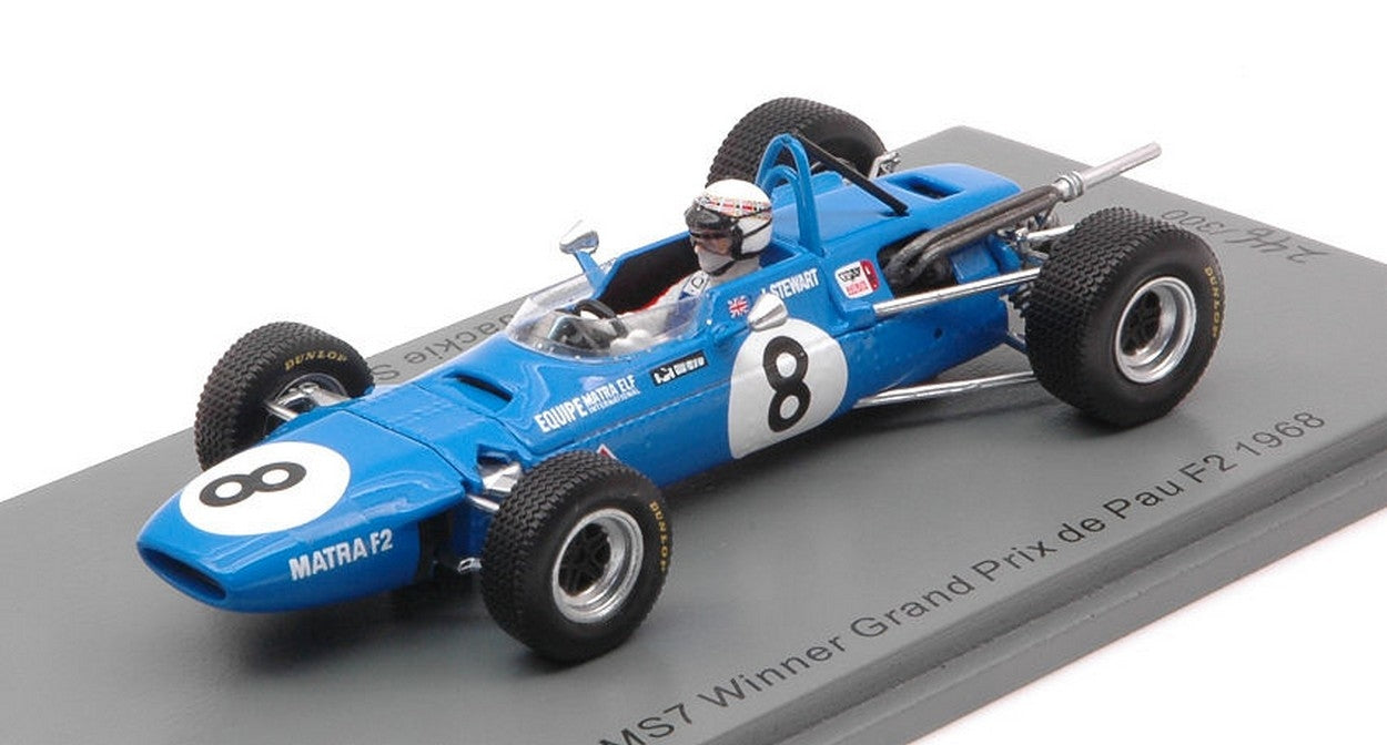 MODELLINO IN SCALA COMPATIBILE CON MATRA MS7 JACKIE STEWART 1968 N.8 WINNER GP DE PAU F2 1:43 SPARK MODEL SF184