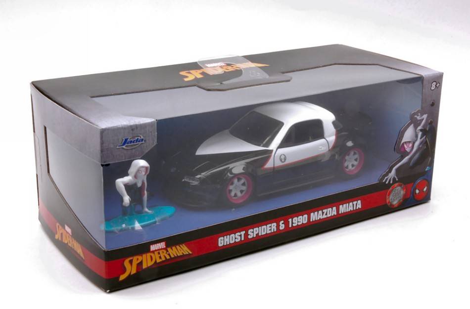 MODELE REDUIT COMPATIBLE AVEC MAZDA MIATA "MARVEL GHOST SPIDER" 1990 NOIR/BLANC 1:32 JADA TOYS JADA253223014