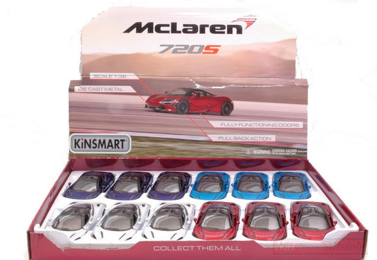 SCALE MODEL COMPATIBLE WITH MC LAren 720S 2017 cm 12 COL.ASS.1:36 KINSMART KT5403D