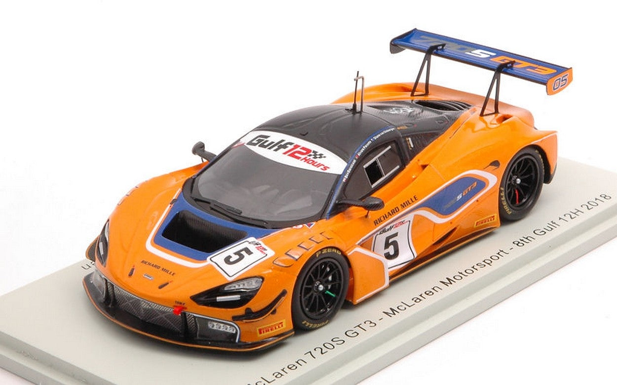 MODELE REDUIT COMPATIBLE AVEC MC LAREN 720S GT3 N.5 8th GULF 12 H 2018 BARNICOAT-PARENTE-GISB.1:43 SPARK MODEL S9200