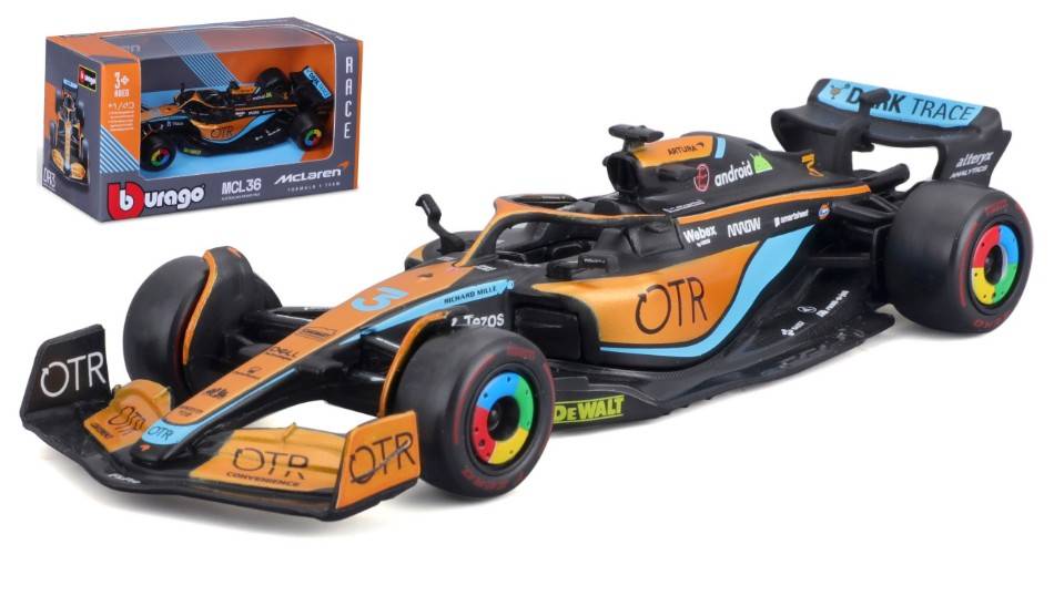 MODÈLE RÉDUIT COMPATIBLE AVEC MC LAren MCL 36 N.3 DANIEL RICCIARDO 2022 1:43 BURAGO BU38063R