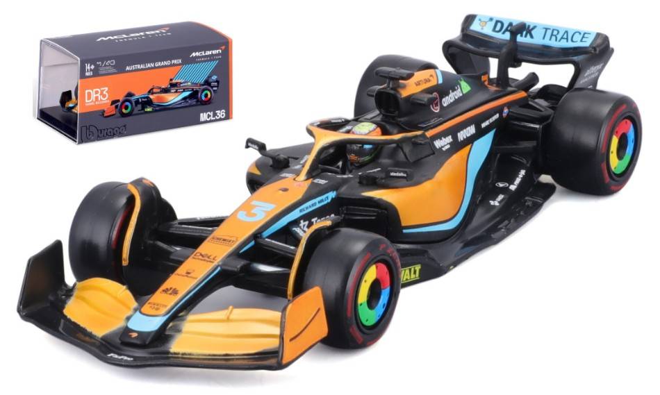 SCALE MODEL COMPATIBLE WITH MC LAren MCL 36 NN3 DANIEL RICCIARDO 2022 SIGNATURE W/HELMET 1:43 BURAGO BU38064R