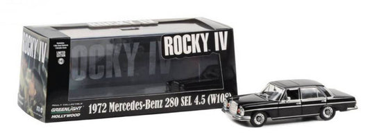 SCALE MODEL COMPATIBLE WITH MERCEDES 280 SEL 4.5 (W08) 1972 "ROCKY IV 1985 ROCHY'S" BLACK 1:43 GREENLIGHT GREEN86639