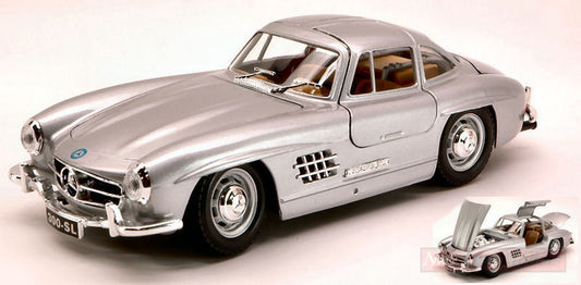 MODELLINO IN SCALA COMPATIBILE CON MERCEDES 300 SL 1954 SILVER 1:24 BURAGO BU22023S