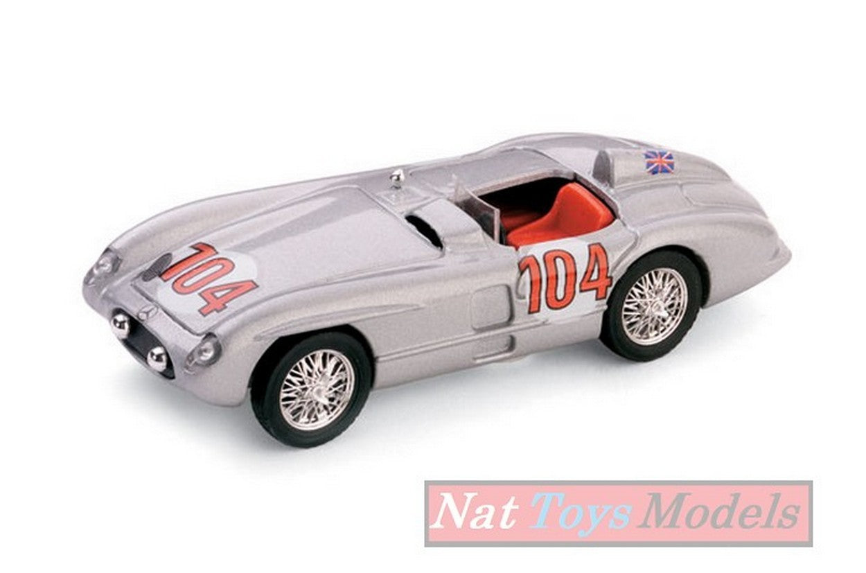 modellino IN SCALA COMPATIBILE CON MERCEDES 300 SLR N.104 TARGA FLORIO 1955 MOSS-COLLINS 1:43 BRUMM BMS034