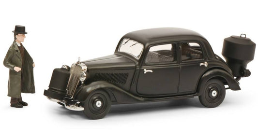 SCALE MODEL COMPATIBLE WITH MERCEDES 70V GAS GENERATOR HOLZVERGASER WITH FIGURE 1949 BLACK 1:43 SCHUCO SH450242900