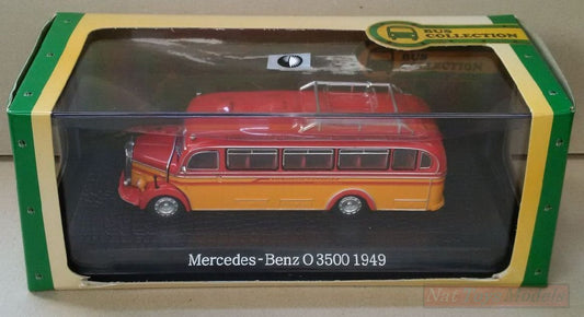 SCALE MODEL COMPATIBLE WITH Mercedes Benz O 3500 1949 Classic Coaches RED Bus Collection 1:72 Atlas DIE CAST