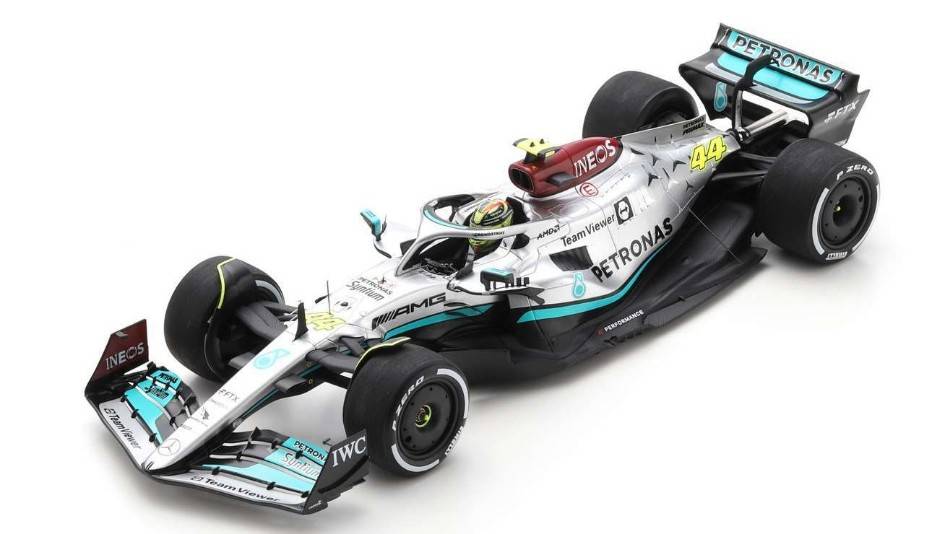 MODELLINO IN SCALA COMPATIBILE CON MERCEDES F1 W13 LEWIS HAMILTON 2022 N.44 2nd FRENCH GP 1:18 SPARK MODEL 18S769