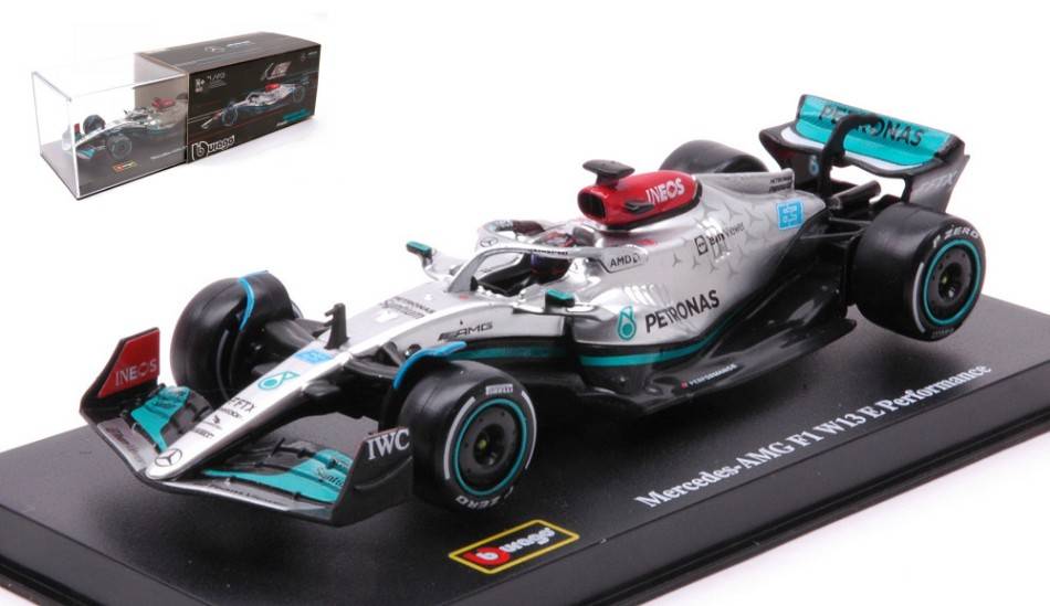 MODELLINO IN SCALA COMPATIBILE CON MERCEDES F1 W13E N.63 2022 GEORGE RUSSELL SIGNATURE 1:43 BURAGO BU38066R