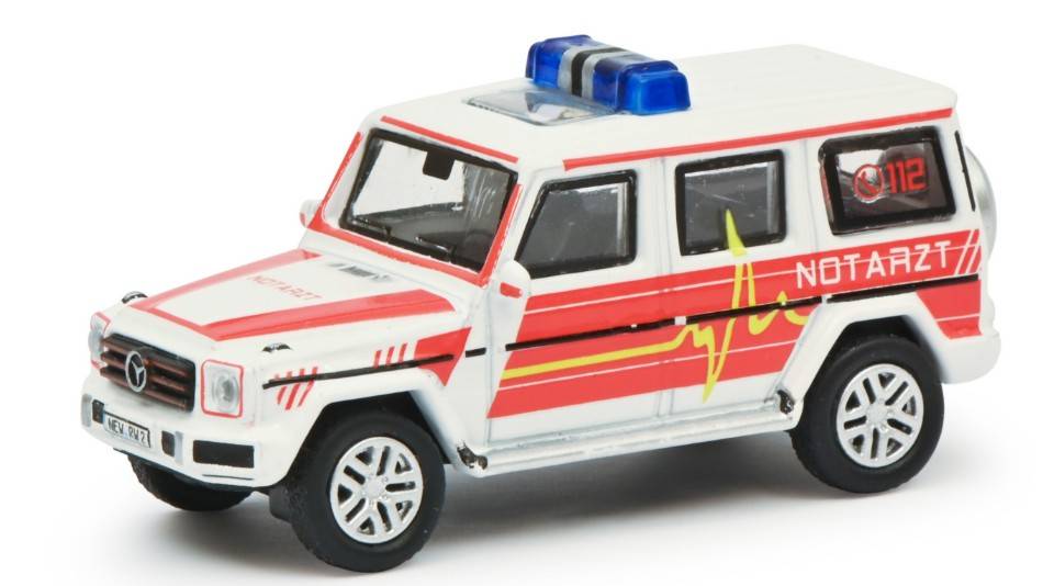 SCALE MODEL COMPATIBLE WITH MERCEDES G-MODELL NOTARZT URGENCE 1:87 SCHUCO SH452674200