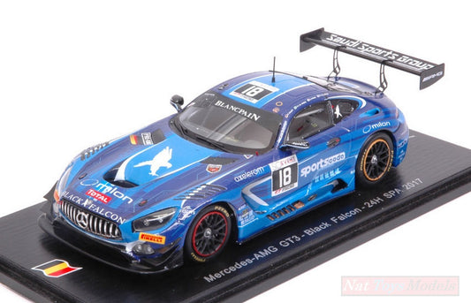 SCALE MODEL COMPATIBLE WITH MERCEDES GT3 N.18 NC 24H SPA 2017 AL FAISAL-HAUPT-PIANA-V.DER ZANDE 1:43 SPARK MODEL SB159