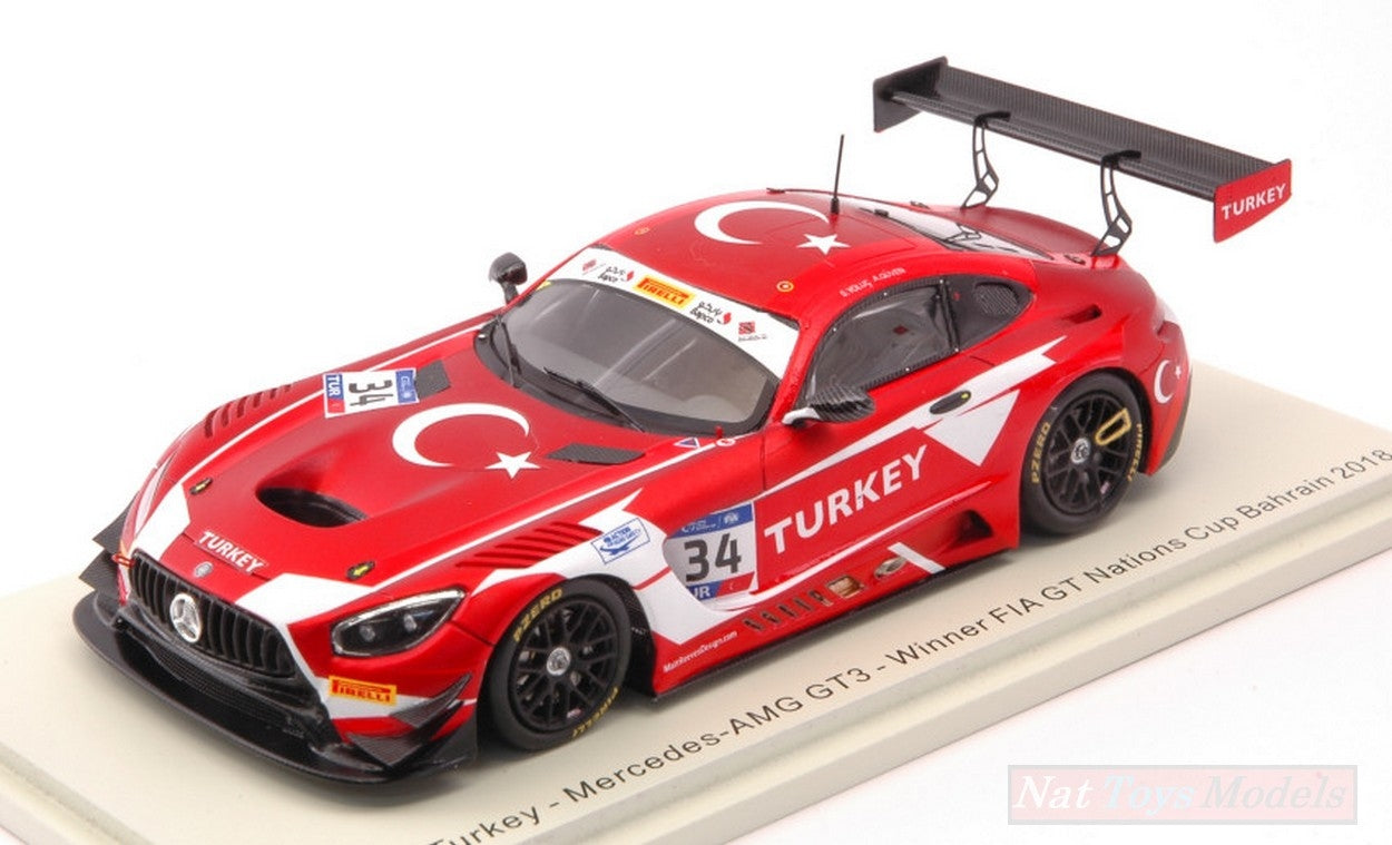 SCALE MODEL COMPATIBLE WITH MERCEDES GT3 N.34 WINNER FIA GT BAHRAIN 2018 YOLUC-GUVEN 1:43 SPARK MODEL S6300