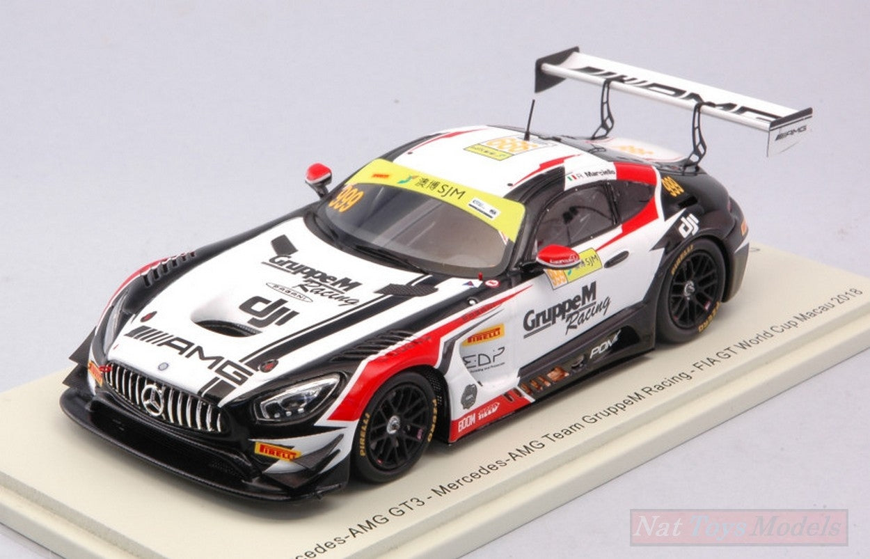 MODELE REDUIT COMPATIBLE AVEC MERCEDES GT3 N.999 FIA GT WORLD CUP MACAU 2018 R.MARCIELLO 1:43 SPARK MODEL SA169