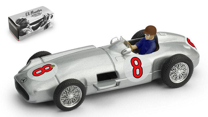 MODELLINO IN SCALA COMPATIBILE CON MERCEDES J.M.FANGIO 1955 N.8  DUTCH GP WORLD CHAMPION W/PILOTE1:43 BRUMM BM0072CH