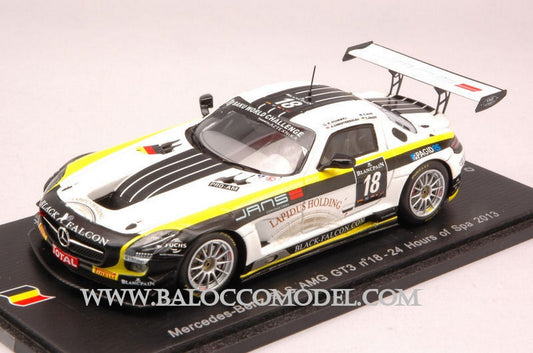 SCALE MODEL COMPATIBLE WITH MERCEDES SLS GT3 N.18 24H SPA 2013 HUMMEL-JANS-JAGER-CHRISTODOULOU 1:43 SPARK MODEL SB041