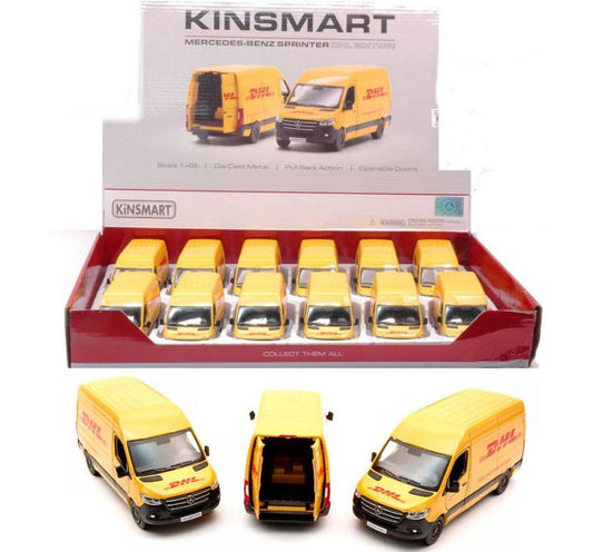 MODELLINO IN SCALA COMPATIBILE CON MERCEDES SPRINTER DHL cm 12 KINSMART KT5429D