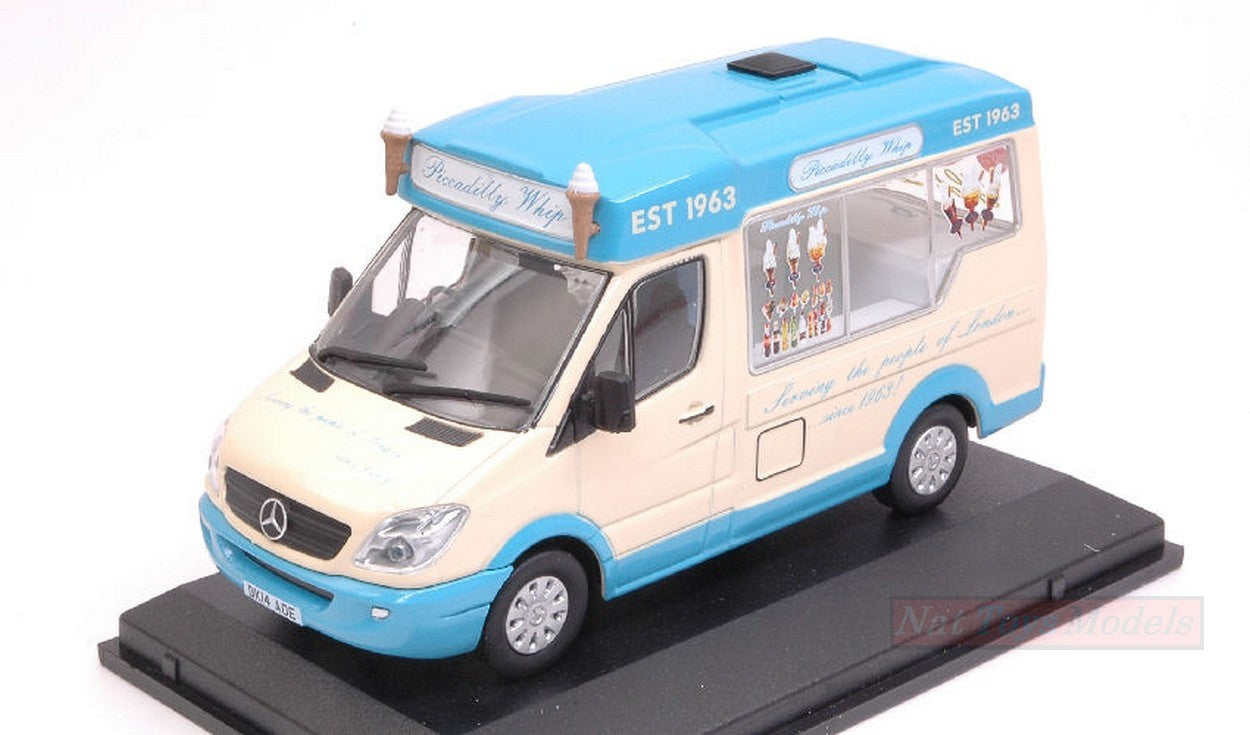 SCALE MODEL COMPATIBLE WITH MERCEDES SPRINTER WHITBY MONDIAL ICE CREAM PICCADILLY WHIP 1:43 OXFORD OXFWM007