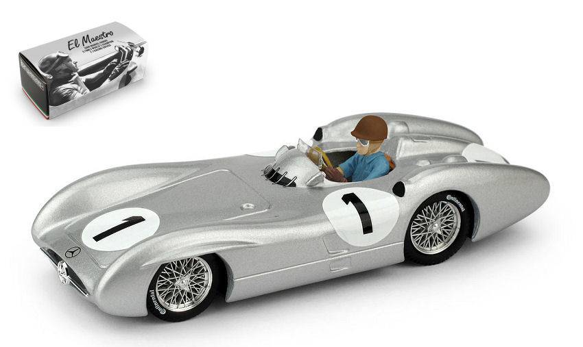 MODELLINO IN SCALA COMPATIBILE CON MERCEDES W 196 J.M.FANGIO 1954 N.1 4th GR.BRITAIN GP WORLD CHAMPION 1:43 BRUMM BM0325CH