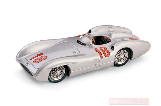 MODELLINO IN SCALA COMPATIBILE CON MERCEDES W 196 M.FANGIO 1954 N.18 FRANCE GP WORLD CHAMPION 1:43 BRUMM BM0280