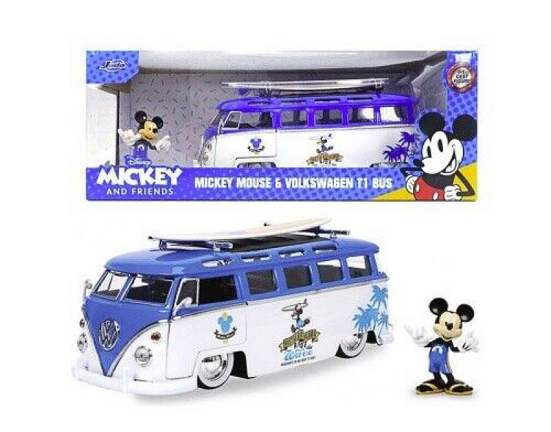 MODELLINO IN SCALA COMPATIBILE CON MICKEY VAN VW T1 BUS W/FIGURE 1:24 JADA TOYS JADA75001