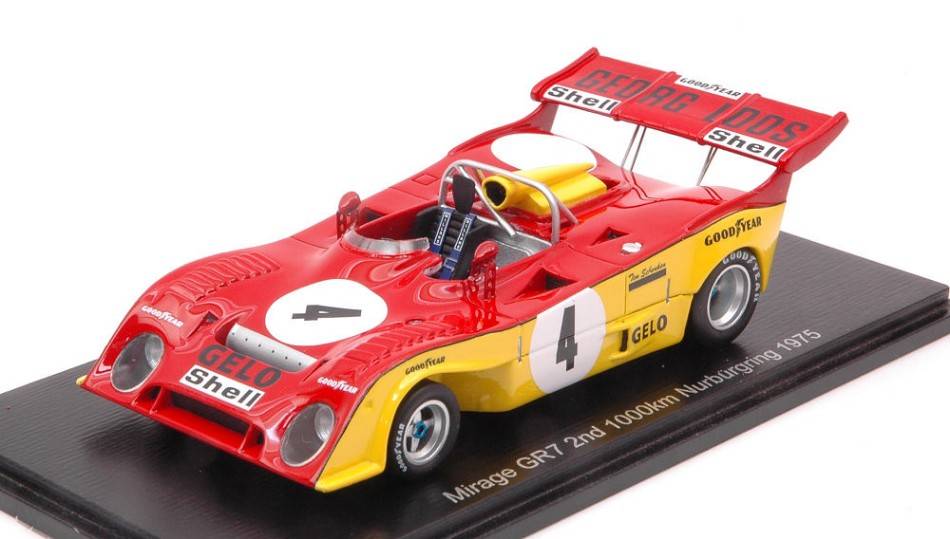 MODELLINO IN SCALA COMPATIBILE CON MIRAGE GR7 N.4 2nd 1000 KM NURBURGRING 1975 H.GANLEY-T.SCHENKEN 1:43 SPARK MODEL S0315