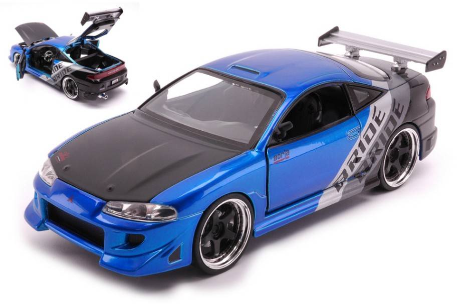 MODELLINO IN SCALA COMPATIBILE CON MITSUBISHI ECLIPSE 1995 BLUE/BLACK/SILVER 1:24 JADA TOYS JADA99103B