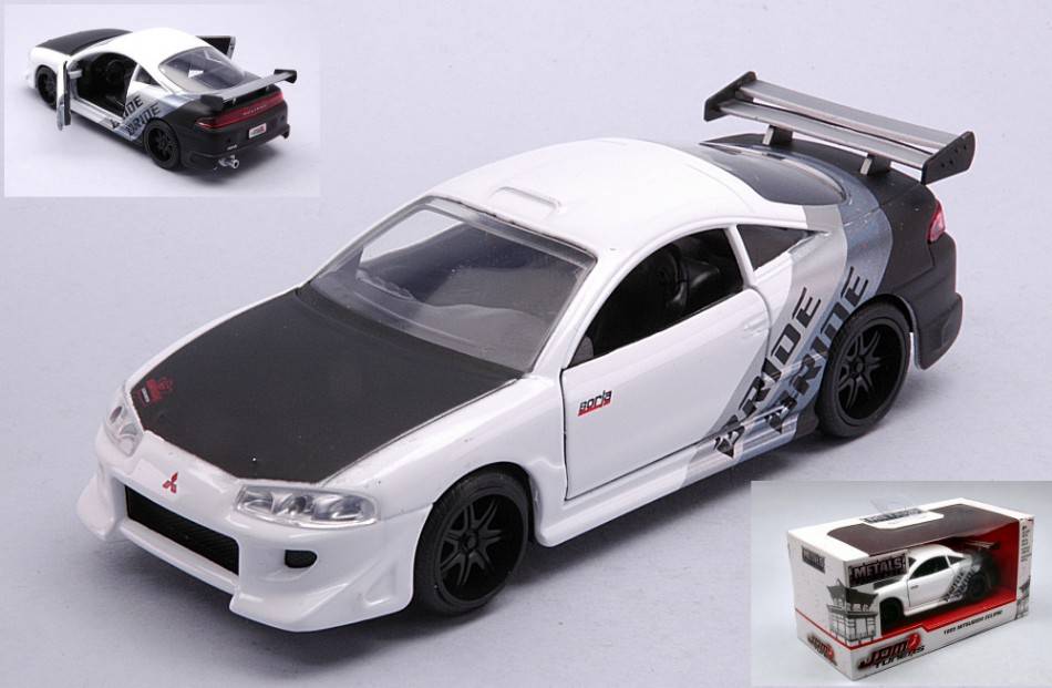 MODELE REDUIT COMPATIBLE AVEC MITSUBISHI ECLIPSE 1995 BLANC/NOIR/ARGENT 1:32 JADA TOYS JADA99126W