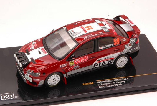 MODELLINO IN SCALA COMPATIBILE CON MITSUBISHI LANCER EVO X N.59 RALLY JAPAN TAGUCHI-STACEY 1:43 IXO MODEL RAM448