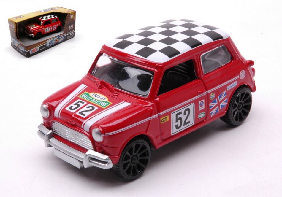 MODELE REDUIT COMPATIBLE AVEC MORRIS MINI COOPER N.52 1961-67 GT RACING ROUGE 1:43 MOTORMAX MTM79414