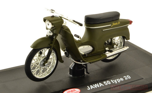 SCALE MODEL COMPATIBLE WITH JAWA PIONYR TYP 20 1967 MOTORCYCLE ZELENA VOJENSKA 1:18 ABREX ABM010G