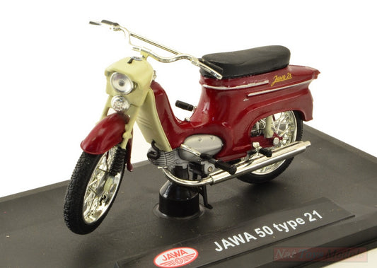 SCALE MODEL COMPATIBLE WITH MOTORCYCLE JAWA PIONYR TYP 21 1967 TMAVE CERVENA 1:18 ABREX ABM011